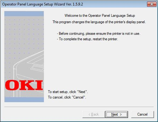 Softwarové nástroje pro systém Windows jazyka ovládacího panelu Je možné změnit jazyk používaný na ovládacím panelu. 10 Vyberte tiskárnu a klikněte na tlačítko [Dalši].