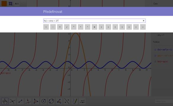 Do vstupního pole vpravo dole stačí zadat rovnici funkce, např: f (x) = 2x -1.