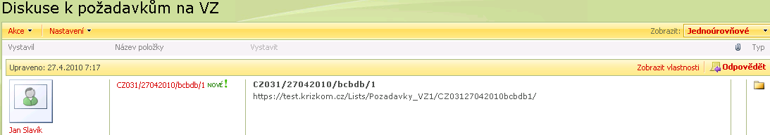 2.2 Diskuse k požadavkům na VZ Popis procesu: Otevření diskuse k požadavku na VZ krok 1, vložení odpovědi do diskuse k požadavku na VZ a připojení souboru k diskusi krok 2, zaslání pozvánky k diskusi