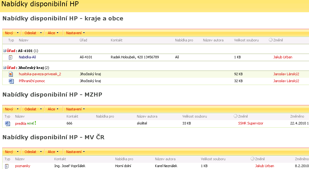 3.3 Nabídky disponibilní HP Popis procesu: Vložení nabídky disponibilní HP na vývěsku připojením přílohy z počítače nebo ze šablony.