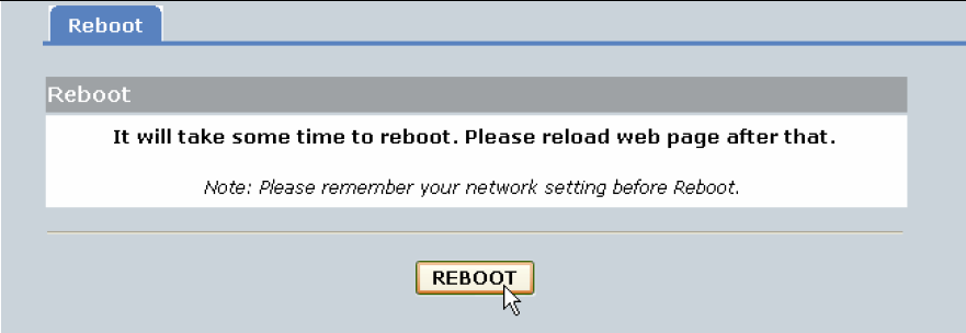 5.4.7 Reboot rebootování Menu Reboot.