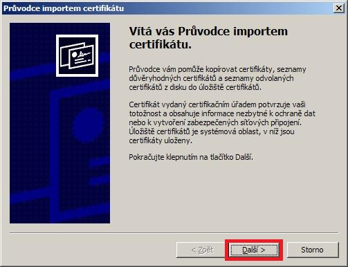 Instalace certifikátu 1. Dříve, než se nakonfiguruje bezdrátová síť, je nutné nainstalovat certifikáty, které je možné stáhnout ze stránek univerzity na adrese https://dokumenty.upce.