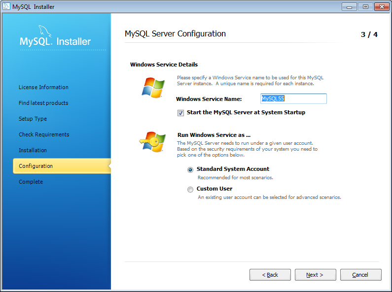 9. Vyberte Server Configuration Type a zvolte správný typ konfigurace pro tuto instalaci serveru MySQL.
