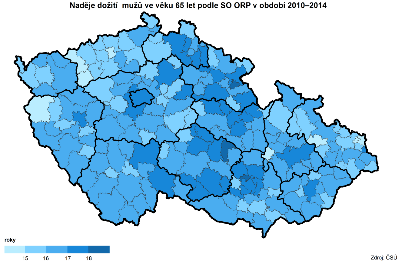 Pětašedesátiletí muži ze správního obvodu ORP Žamberk s nejdelší nadějí dožití v rámci Pardubického kraje se umístili v republikovém srovnání na 4.