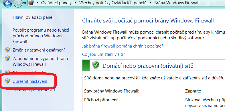 2.2 NASTAVENÍ FIREWALL Následující popis nastavení je určen pro případ nové instalace. Pokud provádíte pouze aktualizaci ze serverové aplikace na systémovou službu, tato část se vás netýká.