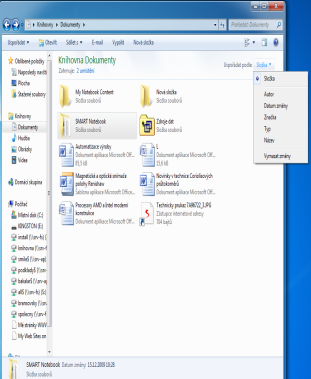 3.9. Snadná práce s knihovnami Jednou z novinek W_7 jsou tzv Knihovny. Díky nim je možné snadno organizovat hudbu, filmy, dokumenty i jakékoliv jiné soubory a usnadňují přístup k nim.