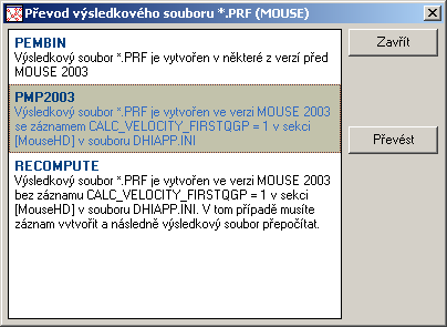 Obr. 8 Dialog výsledků Přepočet kapacitního průtoku a rychlosti 6. Nadefinují se stoky, aby výstupem mohly být Tabulky charakteristik (viz. kap. 2.19.5.