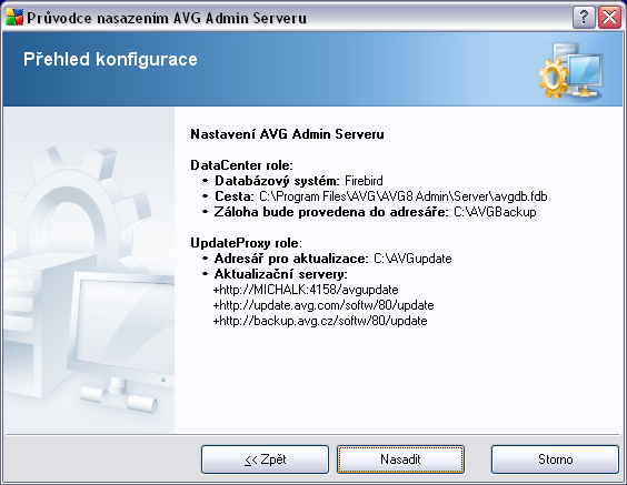 Společné nastavení - URL aktuálně nasazovaného AVG Admin Serveru bude zapsána do Společného nastavení pro stanice. Nová skupina.