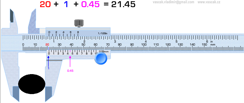 přesněji než pomocí pravítka. Mohu získat i hodnotu 9,82 mm. Posuvné měřidlo měří vnější rozměry, vnitřní rozměry a hloubky.