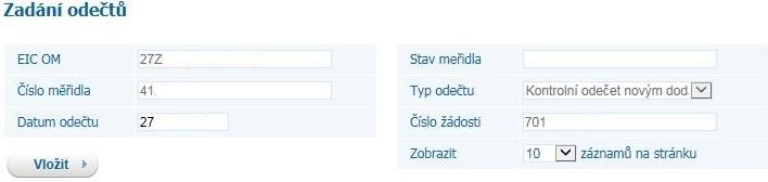 V tuto chvíli je nutné doplnit stav měřidla a odečet vložit. Dále postupujete podle bodu 5.1.