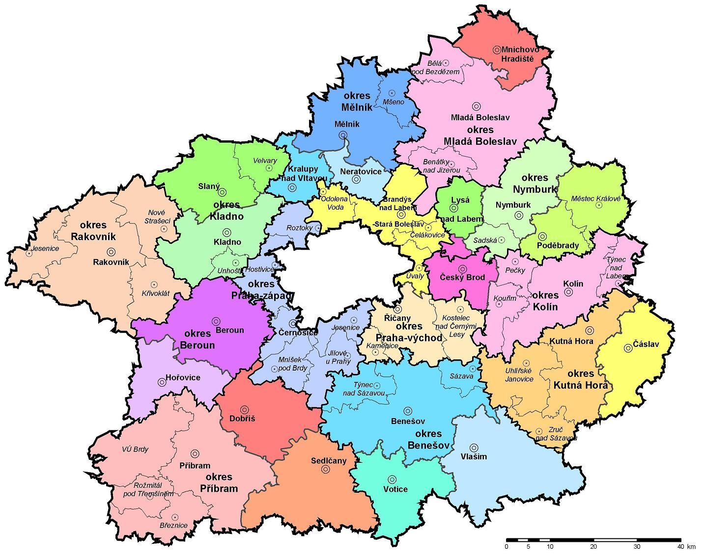 Obr. 1 Mapa správních obvodů obcí s rozšířenou působností