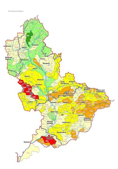 Zájmové území POVODÍ MORAVY Lesní území Zemědělská území Urbanizovaná