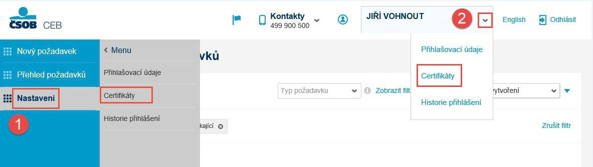 Autorizovat platební operace můžete až po odeslání žádosti o vydání následného certifikátu. Obnovu certifikátu můžete zahájit dvěma možnými způsoby.