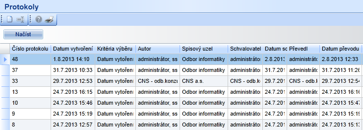 Předat d spisvny : prvede předání dkumentů/spisů d spisvny (Prtkly).