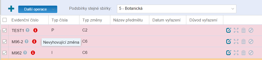 Po kliknutí na Zamítnout aktualizaci čísel se objeví okénko pro vyplnění důvodu zamítnutí.