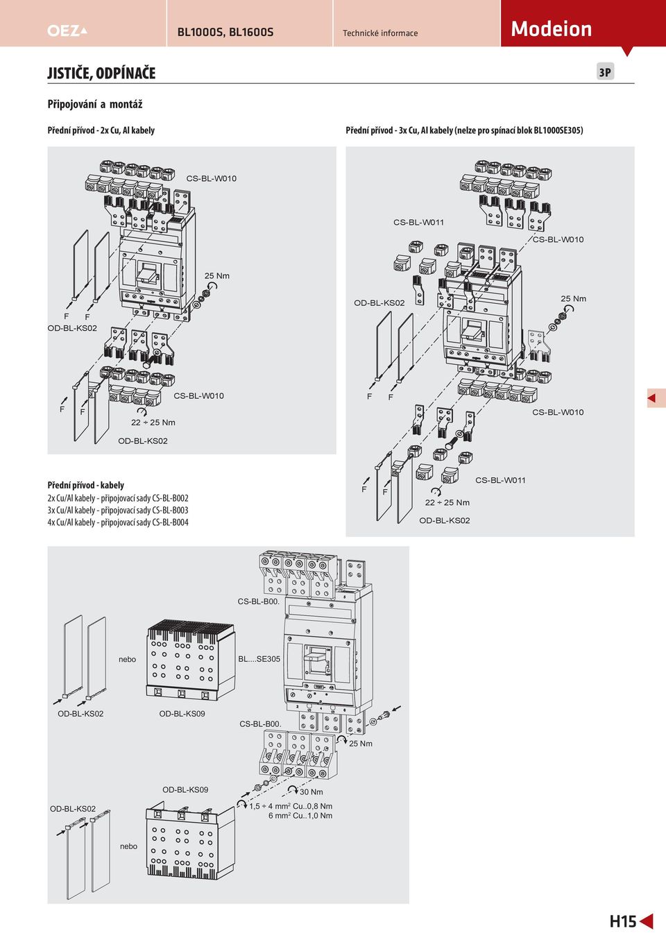 Cu/Al kabely - připojovací sady CS-BL-B2 3x Cu/Al kabely - připojovací sady CS-BL-B3 4x Cu/Al kabely - připojovací sady CS-BL-B4 F F 22 25 Nm
