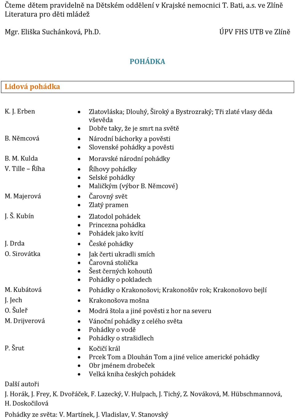 Majerová Čarovný svět Zlatý pramen J. Š. Kubín Zlatodol pohádek Princezna pohádka Pohádek jako kvítí J. Drda České pohádky O.