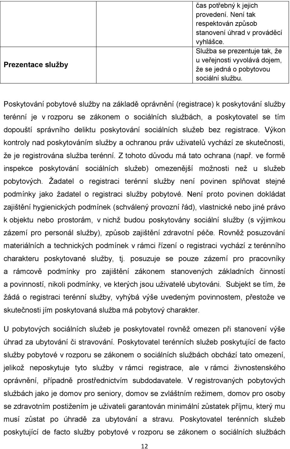 Poskytování pobytové služby na základě oprávnění (registrace) k poskytování služby terénní je v rozporu se zákonem o sociálních službách, a poskytovatel se tím dopouští správního deliktu poskytování