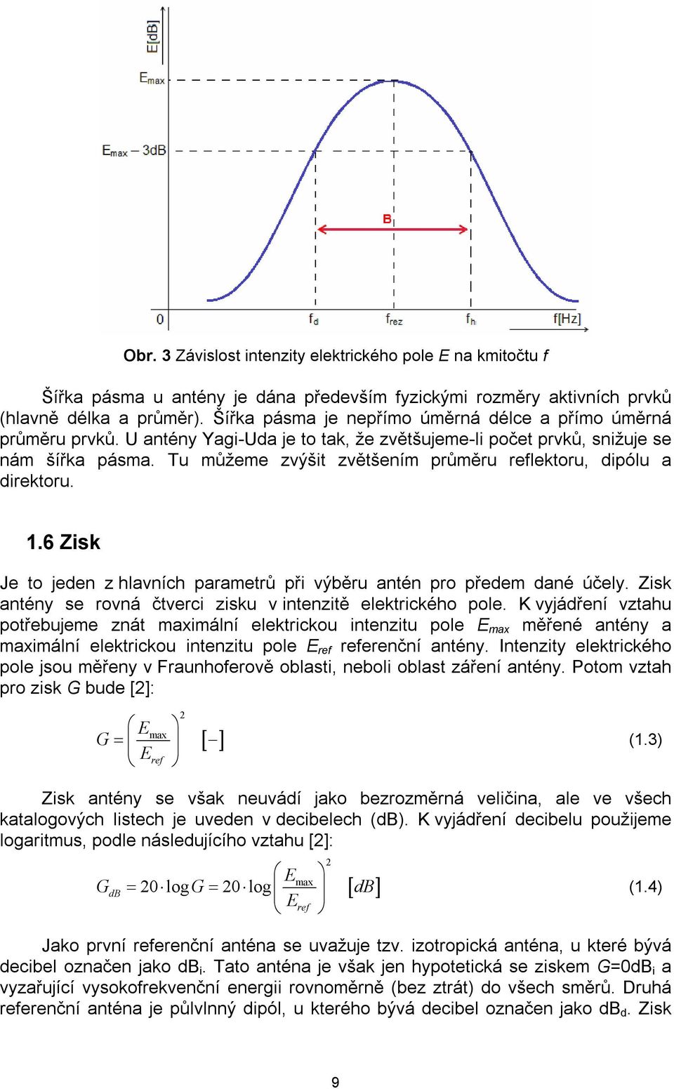 Tu můžeme zvýšit zvětšením průměru reflektoru, dipólu a direktoru. 1.6 Zisk Je to jeden z hlavních parametrů při výběru antén pro předem dané účely.
