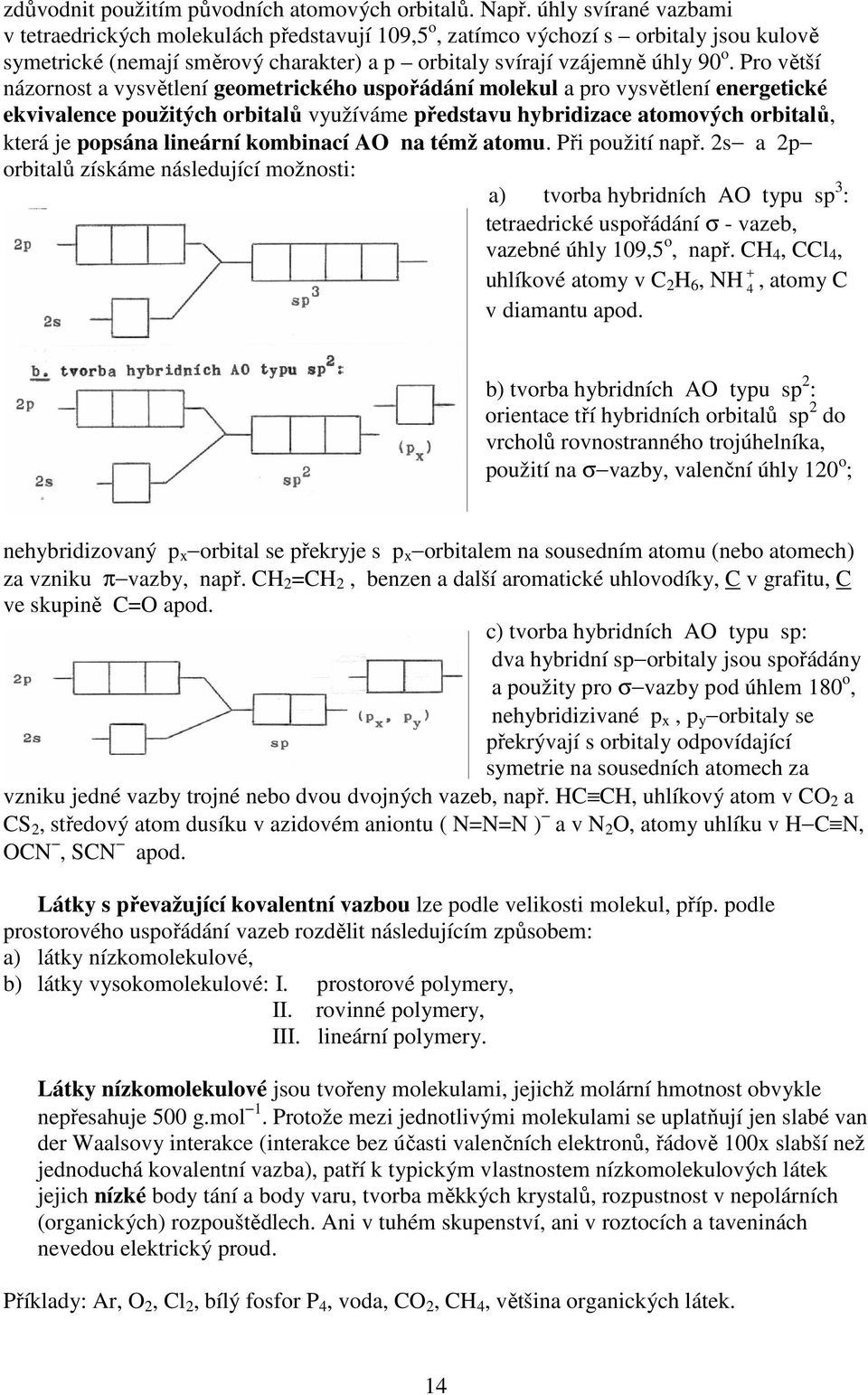 Pro větší názornost a vysvětlení geometrického uspořádání molekul a pro vysvětlení energetické ekvivalence použitých orbitalů využíváme představu hybridizace atomových orbitalů, která je popsána