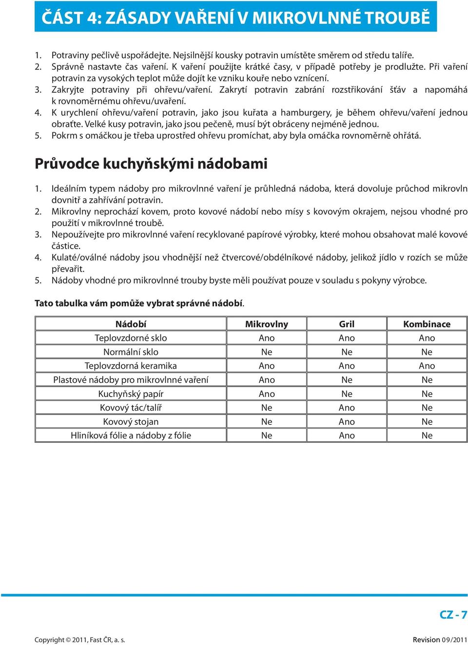 Zakrytí potravin zabrání rozstřikování šťáv a napomáhá k rovnoměrnému ohřevu/uvaření. 4. K urychlení ohřevu/vaření potravin, jako jsou kuřata a hamburgery, je během ohřevu/vaření jednou obraťte.