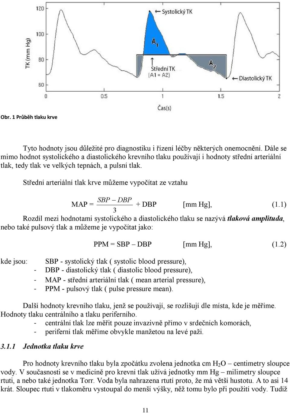 Střední arteriální tlak krve můžeme vypočítat ze vztahu SBP DBP MAP = + DBP [mm Hg], (1.