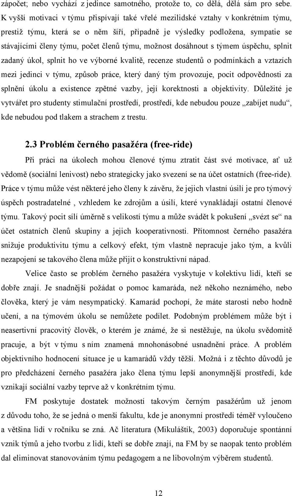 týmu, možnost dosáhnout s týmem úspěchu, splnit zadaný úkol, splnit ho ve výborné kvalitě, recenze studentů o podmínkách a vztazích mezi jedinci v týmu, způsob práce, který daný tým provozuje, pocit