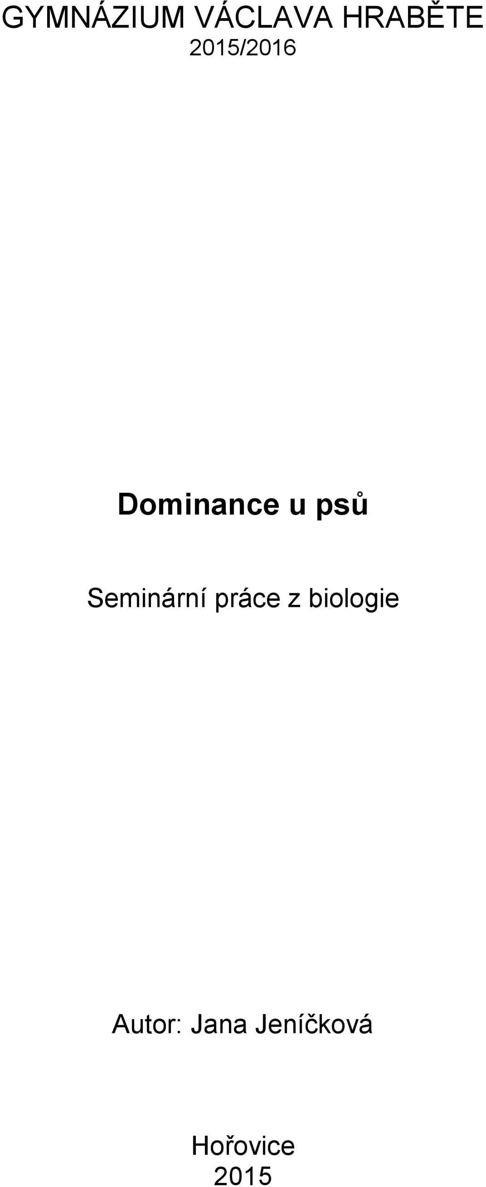 Seminární práce z biologie