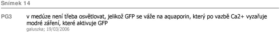 aquaporin, který po vazbě Ca2+ vyzařuje