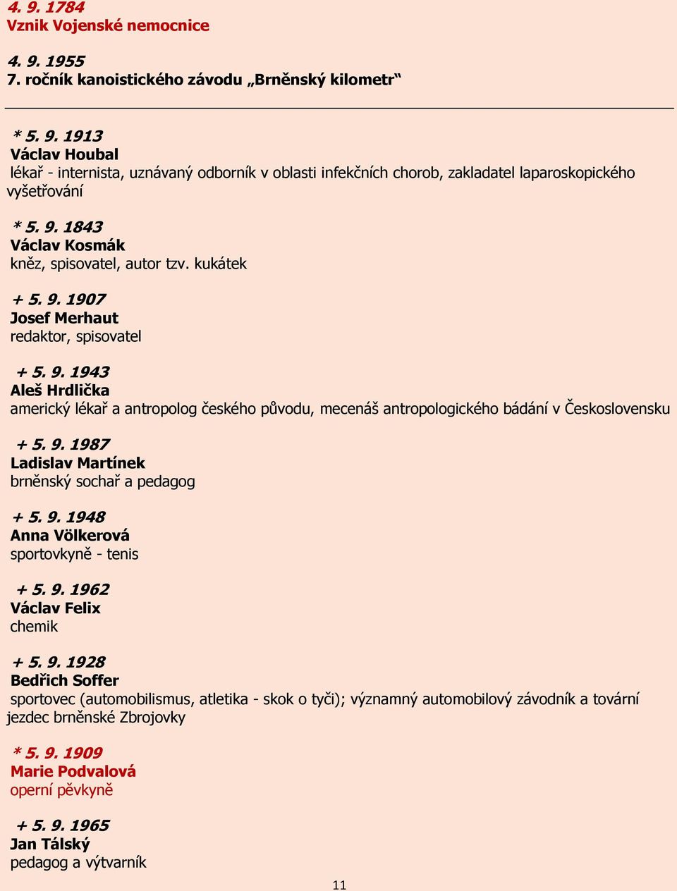 9. 1987 Ladislav Martínek brněnský sochař a pedagog + 5. 9.