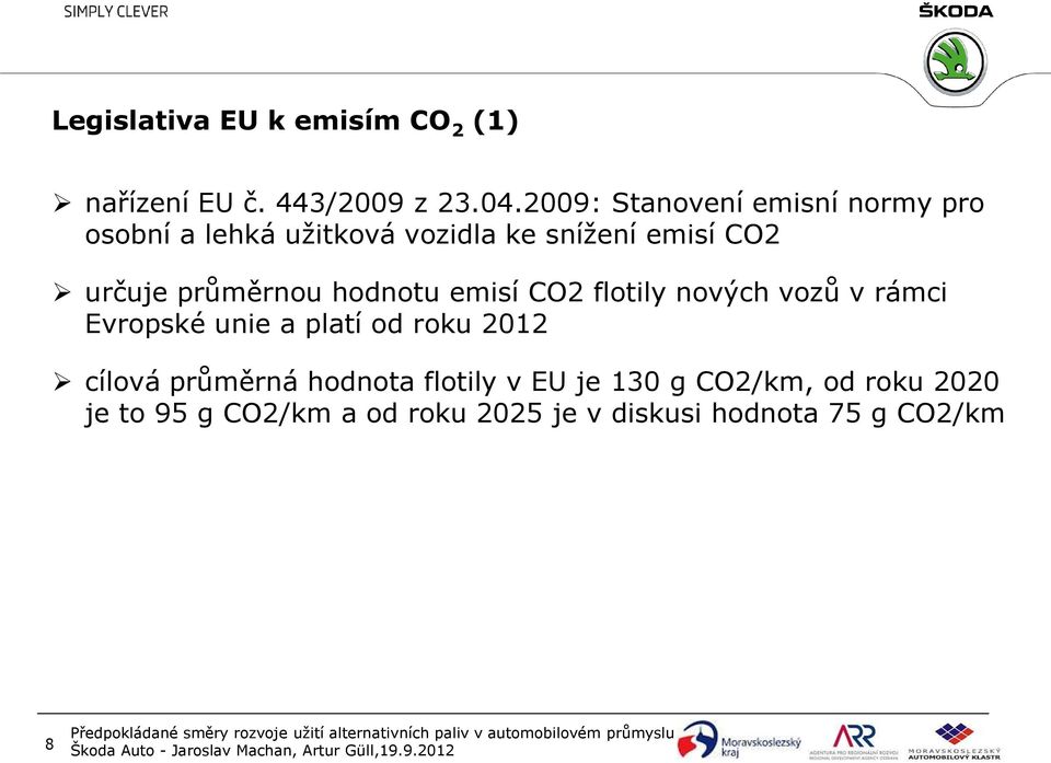 průměrnou hodnotu emisí CO2 flotily nových vozů v rámci Evropské unie a platí od roku 2012