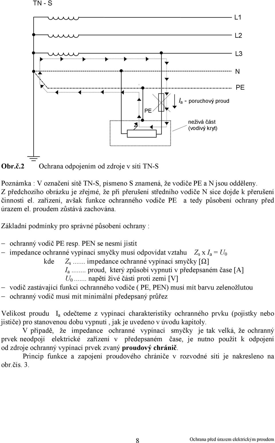 proudem zůstává zachována. Základní podmínky pro správné působení ochrany : ochranný vodič PE resp.