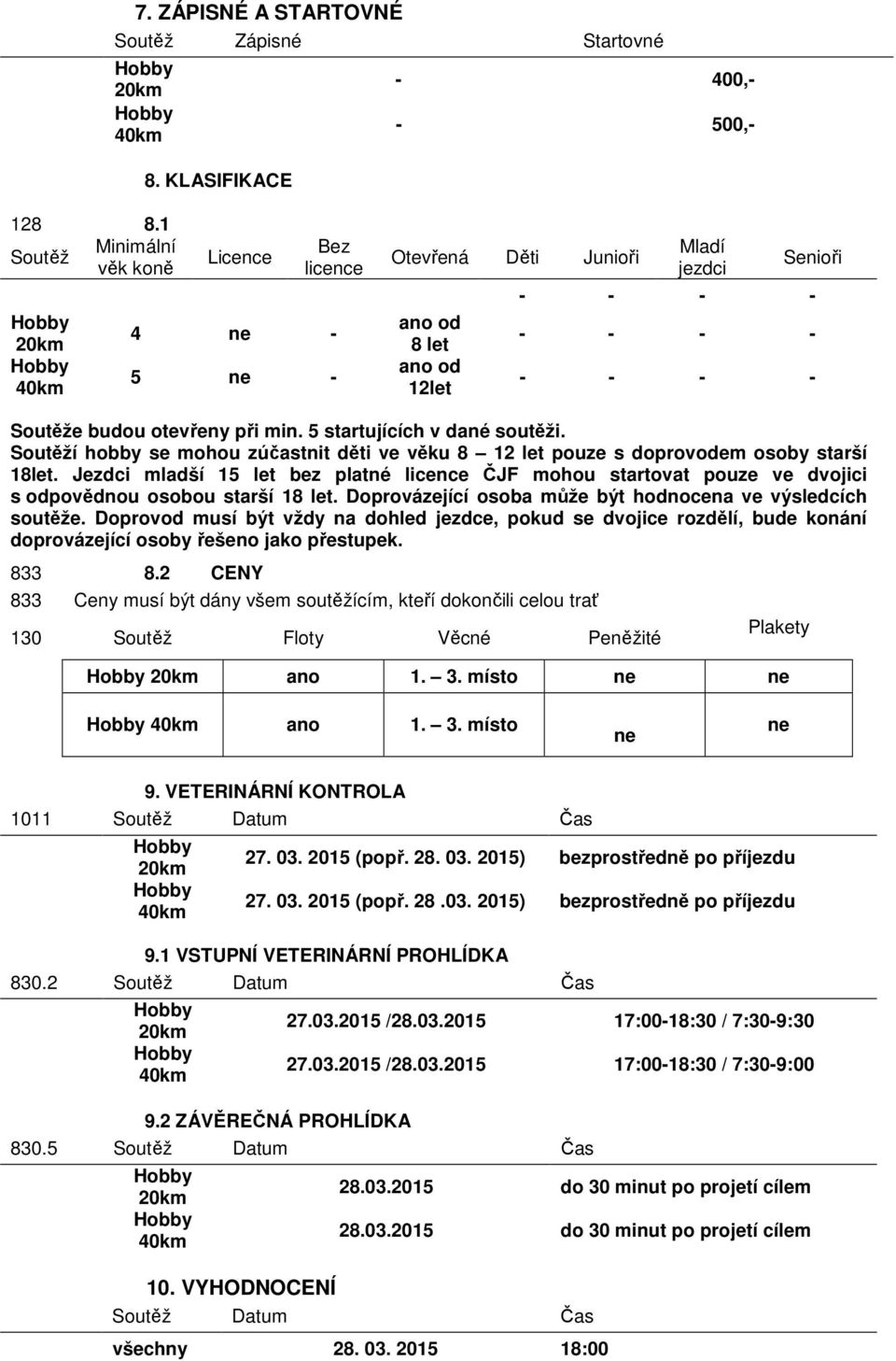 Soutěží hobby se mohou zúčastnit děti ve věku 8 12 let pouze s doprovodem osoby starší 18let.