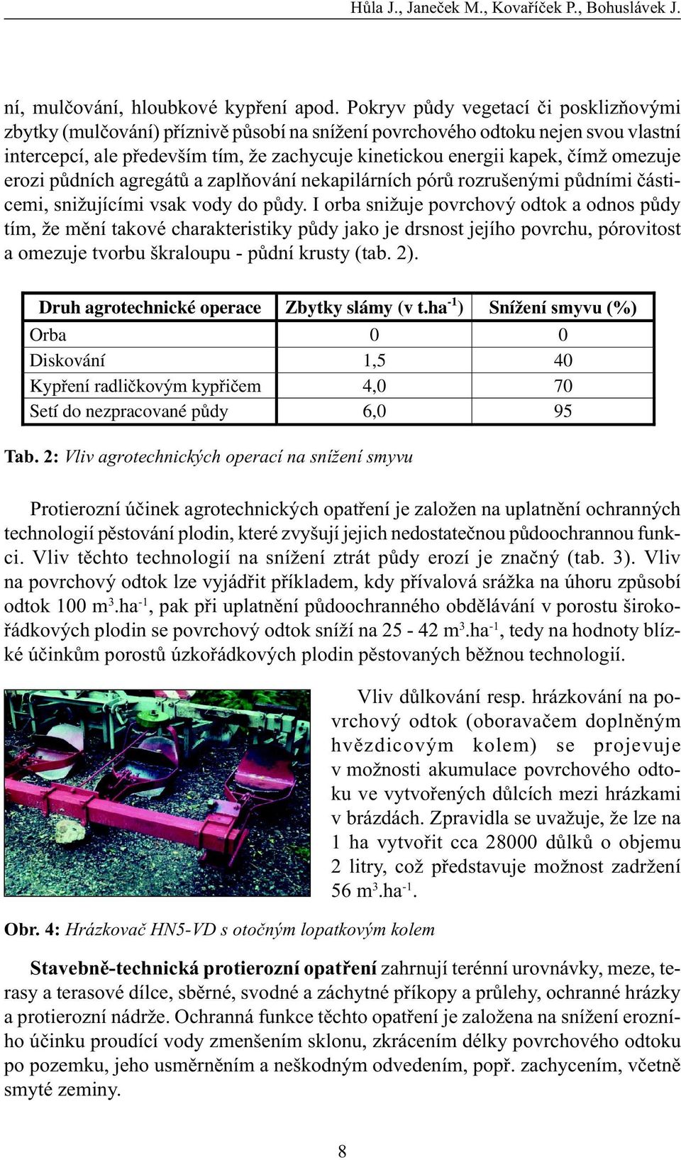 omezuje erozi pùdních agregátù a zaplòování nekapilárních pórù rozrušenými pùdními èásticemi, snižujícími vsak vody do pùdy.