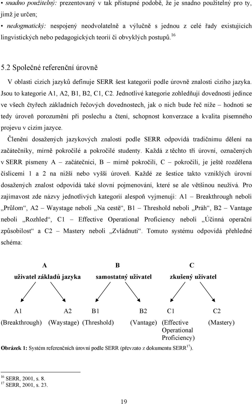 Jsou to kategorie A1, A2, B1, B2, C1, C2.