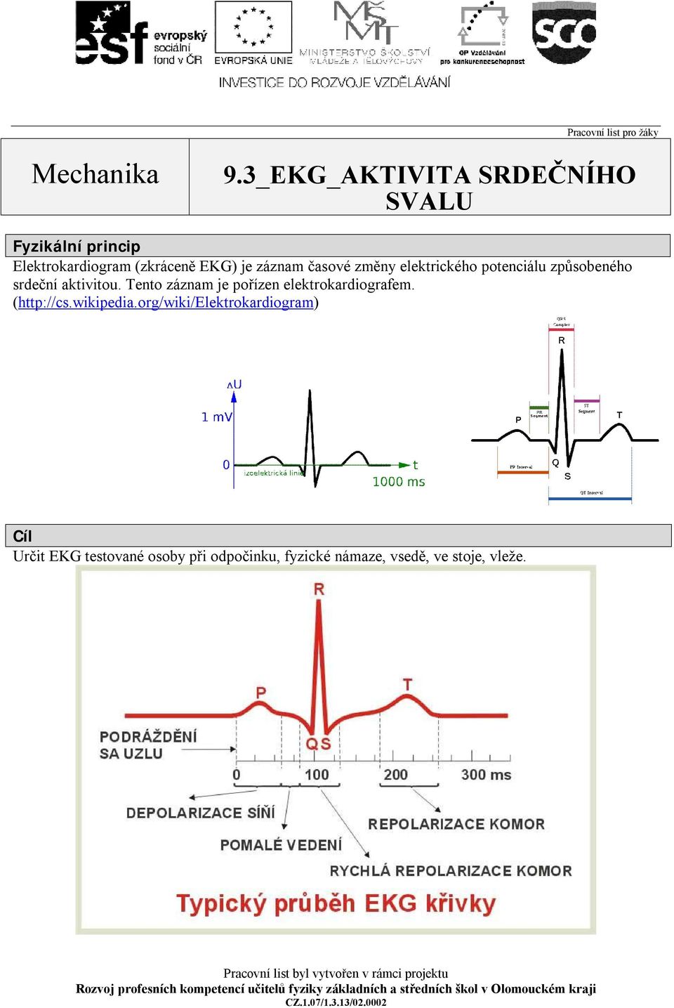 časové změny elektrického potenciálu způsobeného srdeční aktivitou.