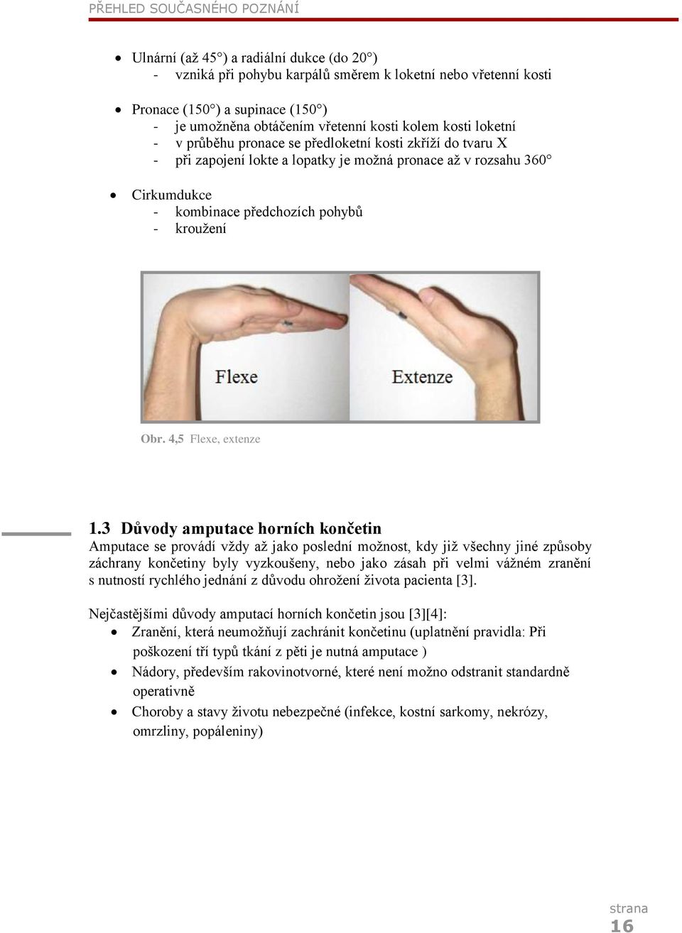pohybů - kroužení Obr. 4,5 Flexe, extenze 1.