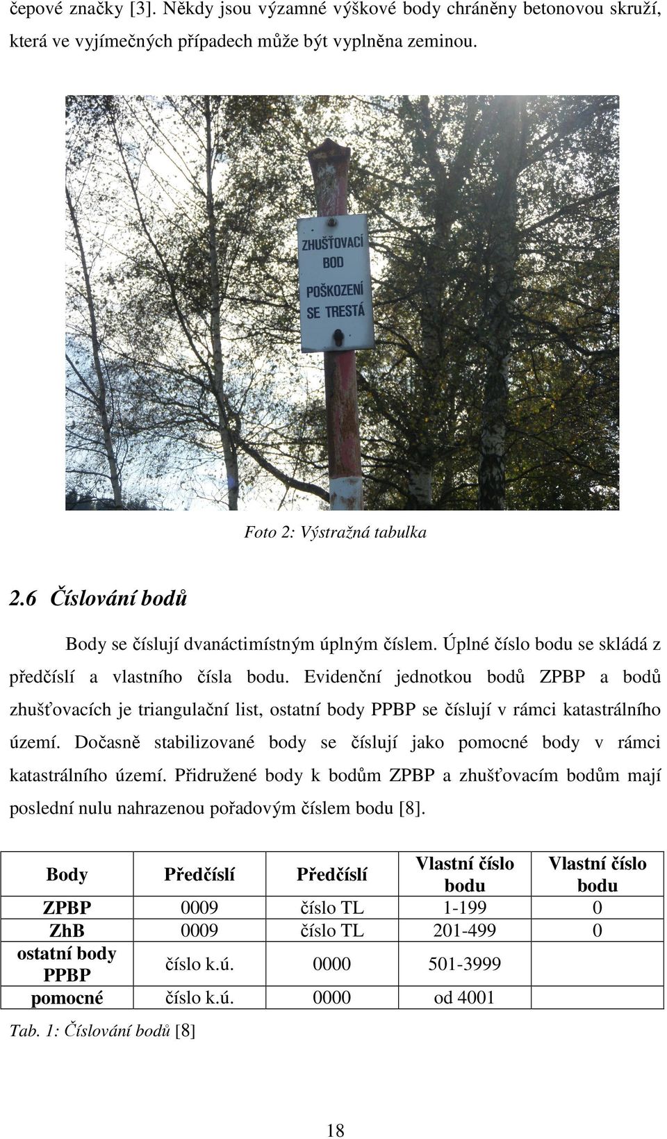 Evidenční jednotkou bodů ZPBP a bodů zhušťovacích je triangulační list, ostatní body PPBP se číslují v rámci katastrálního území.
