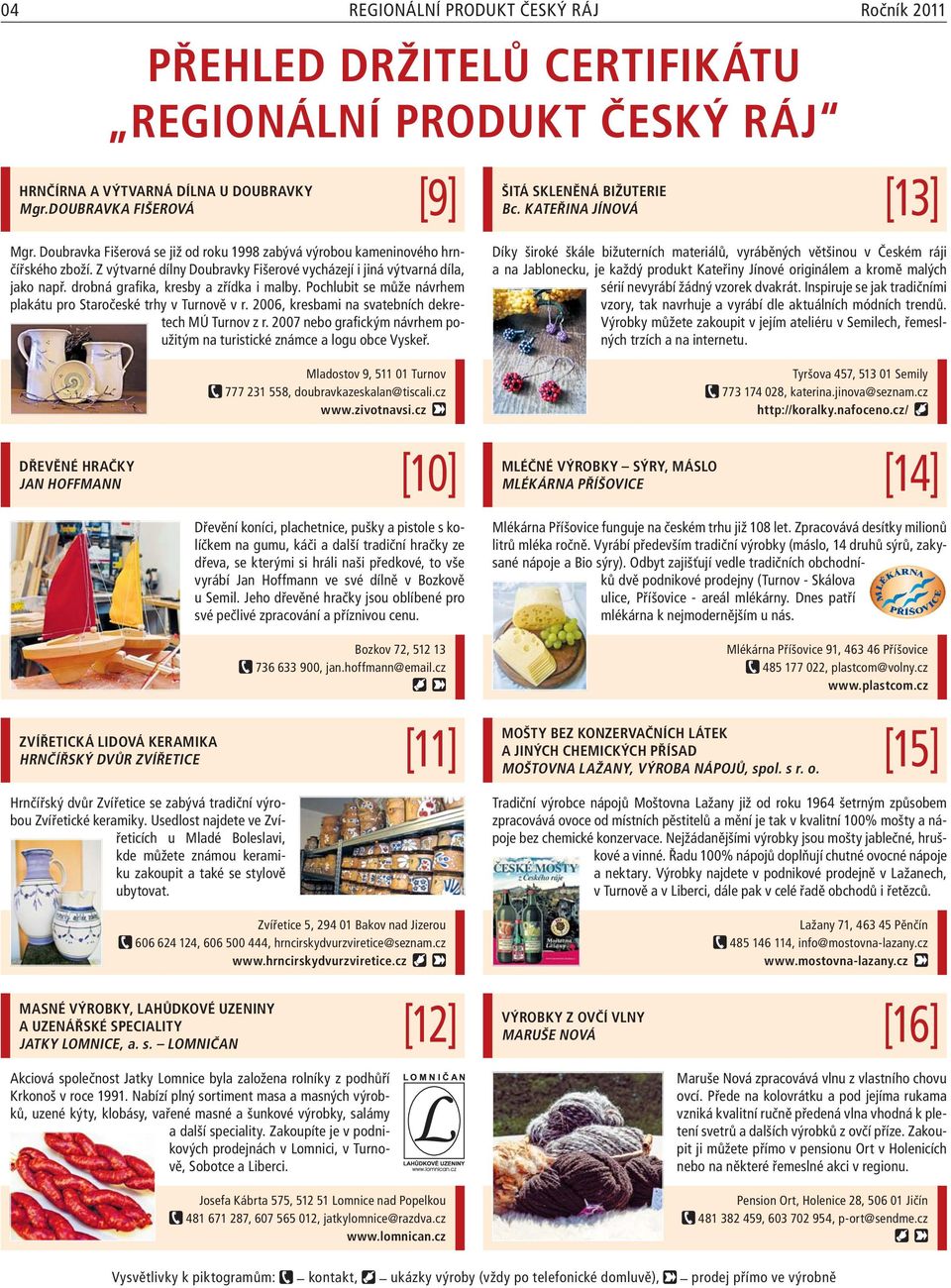 drobná grafika, kresby a zřídka i malby. Pochlubit se může návrhem plakátu pro Staročeské trhy v Turnově v r. 2006, kresbami na svatebních dekretech MÚ Turnov z r.