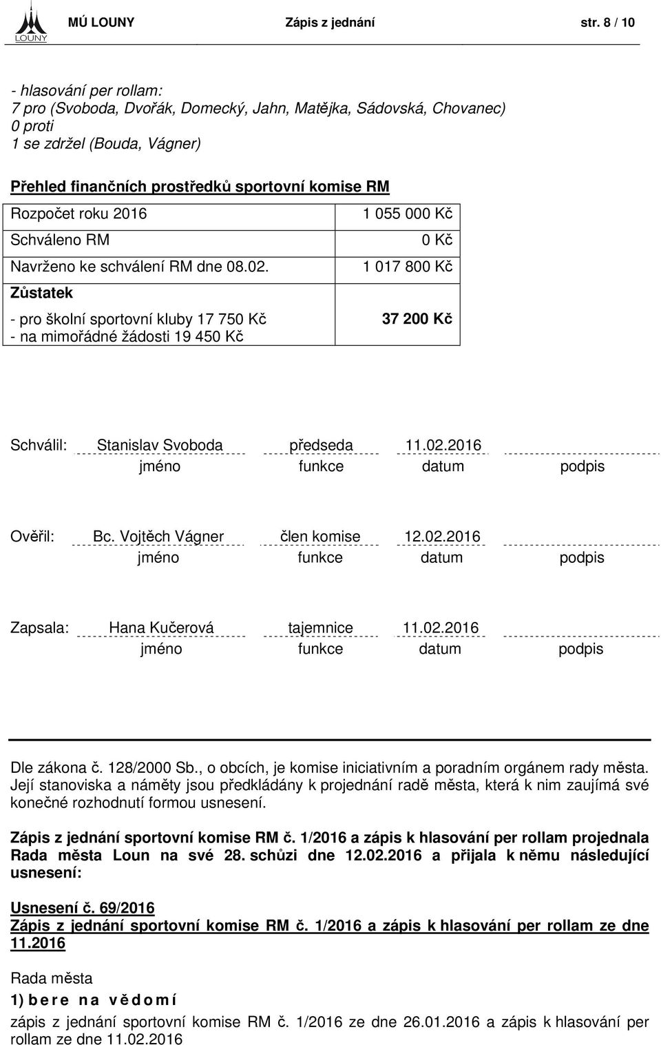 Schváleno RM Navrženo ke schválení RM dne 08.02.