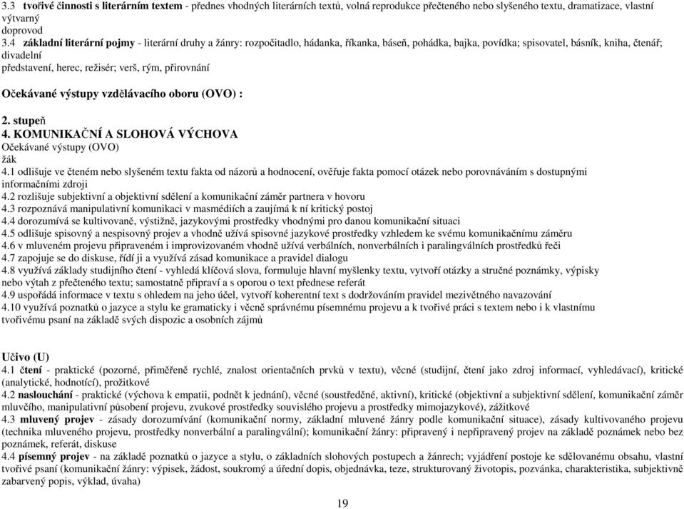 rým, přirovnání Očekávané výstupy vzdělávacího oboru (OVO) : 2. stupeň 4. KOMUNIKAČNÍ A SLOHOVÁ VÝCHOVA Očekávané výstupy (OVO) žák 4.