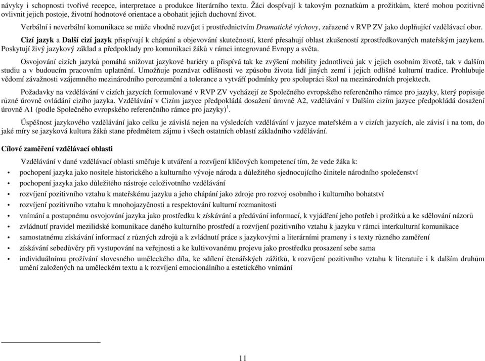 Verbální i neverbální komunikace se může vhodně rozvíjet i prostřednictvím Dramatické výchovy, zařazené v RVP ZV jako doplňující vzdělávací obor.