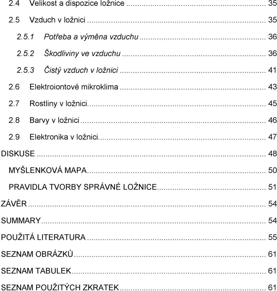 8 Barvy v ložnici... 46 2.9 Elektronika v ložnici... 47 DISKUSE... 48 MYŠLENKOVÁ MAPA... 50 PRAVIDLA TVORBY SPRÁVNÉ LOŽNICE.