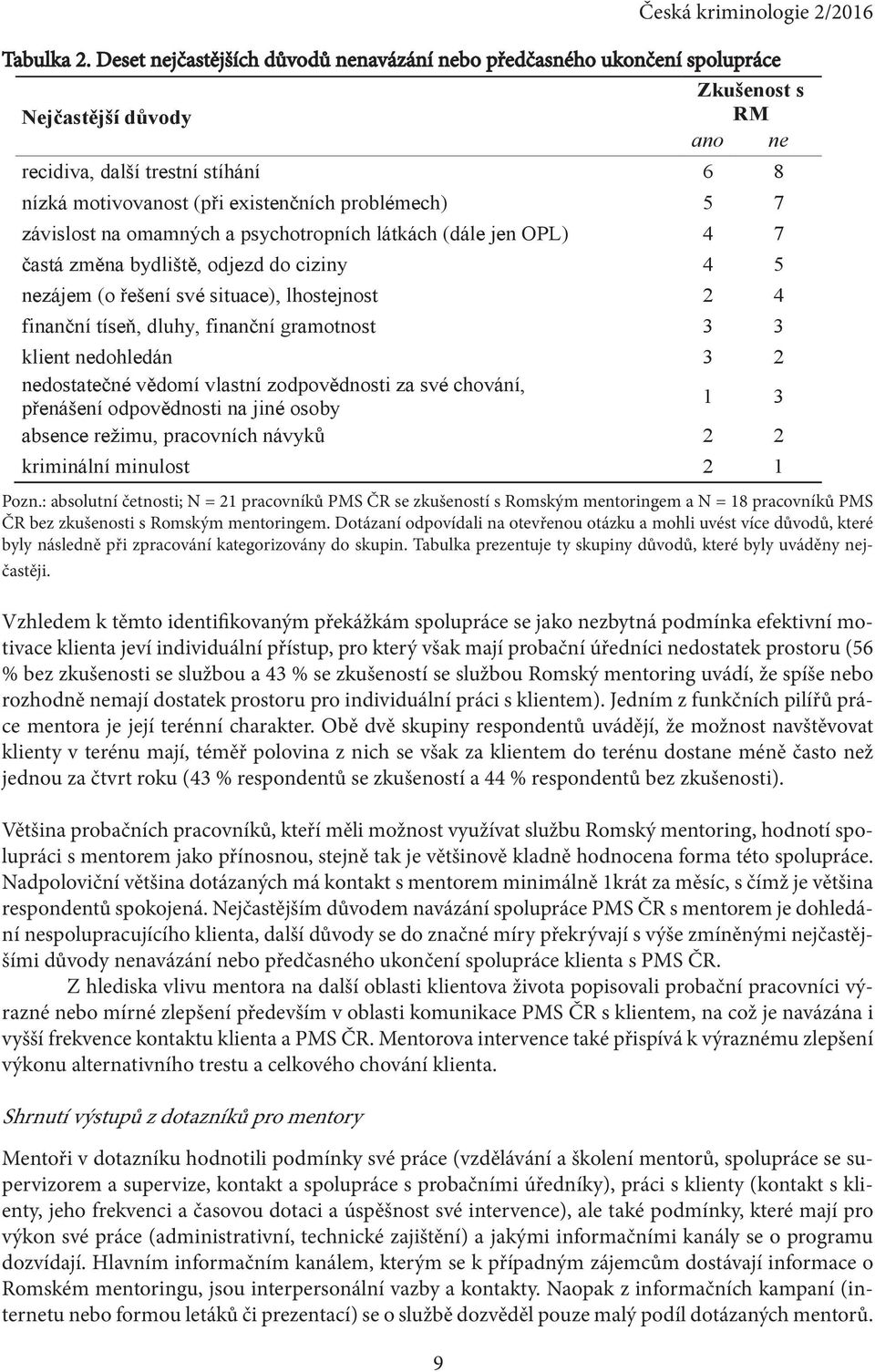 problémech) 5 7 závislost na omamných a psychotropních látkách (dále jen OPL) 4 7 častá změna bydliště, odjezd do ciziny 4 5 nezájem (o řešení své situace), lhostejnost 2 4 finanční tíseň, dluhy,