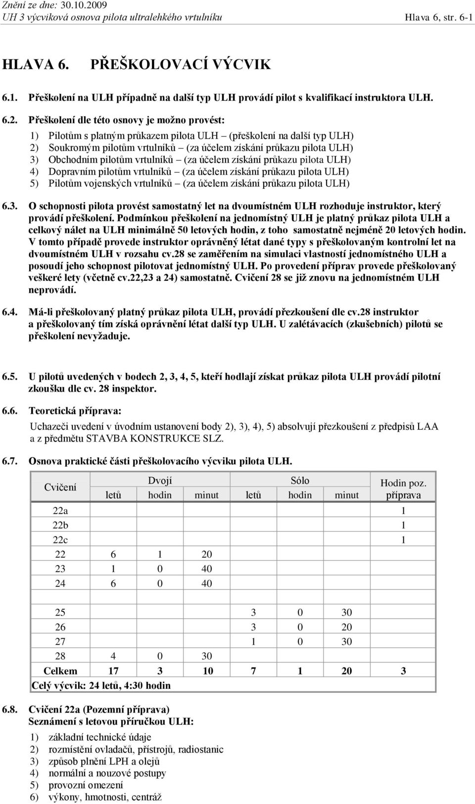 pilotům vrtulníků (za účelem získání průkazu pilota ULH) 4) Dopravním pilotům vrtulníků (za účelem získání průkazu pilota ULH) 5) Pilotům vojenských vrtulníků (za účelem získání průkazu pilota ULH) 6.