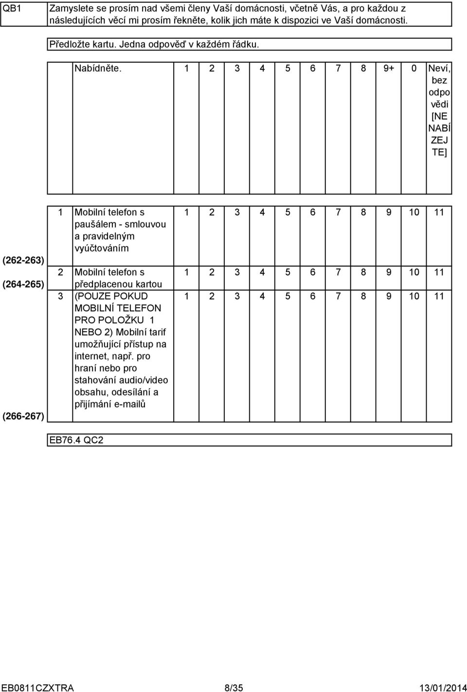 5 6 7 8 9+ 0 Neví, bez odpo vědi [NE NABÍ ZEJ TE] (6-6) (6-65) (66-67) Mobilní telefon s 5 6 7 8 9 0 paušálem - smlouvou a pravidelným vyúčtováním Mobilní