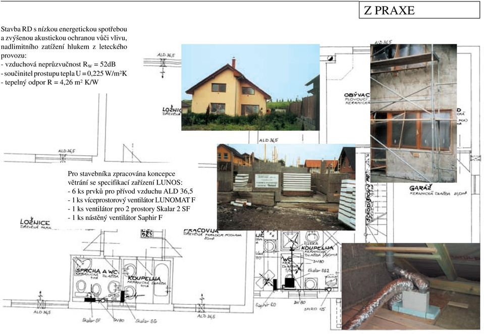 = 4,26 m 2 K/W Pro stavebníka zpracována koncepce větrání se specifikací zařízení LUNOS: - 6 ks prvků pro přívod vzduchu