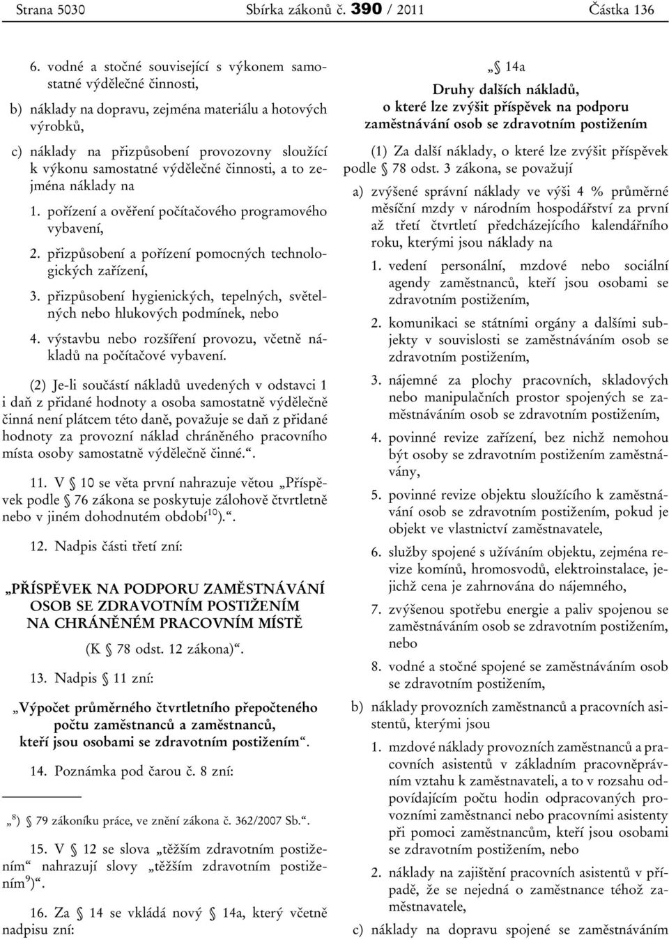 výdělečné činnosti, a to zejména náklady na vybavení, 2. přizpůsobení a pořízení pomocných technologických zařízení, 3. přizpůsobení hygienických, tepelných, světelných hlukových podmínek, 4.