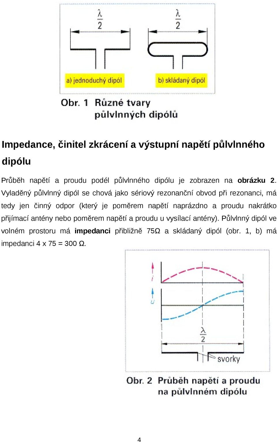 Vyladěný půlvlnný dipól se chová jako sériový rezonanční obvod při rezonanci, má tedy jen činný odpor (který je poměrem