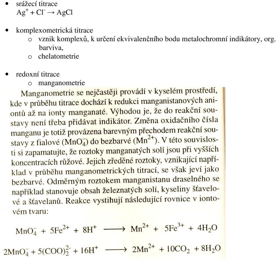 určení ekvivalenčního bodu metalochromní